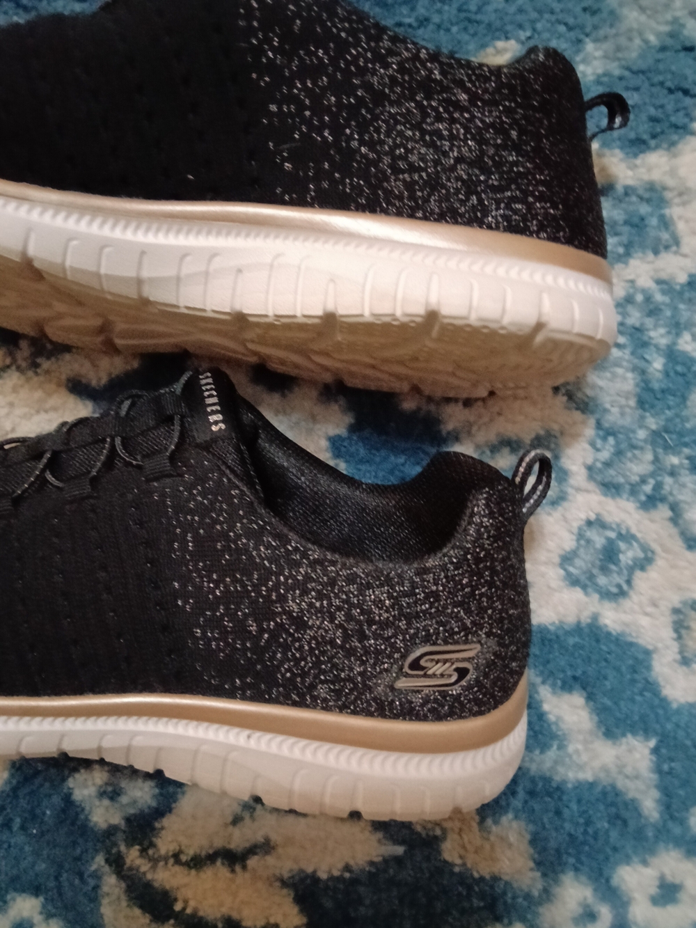Skechers Black Knit Slip-On Sneakers with White Sole - Picture 3 of 4
